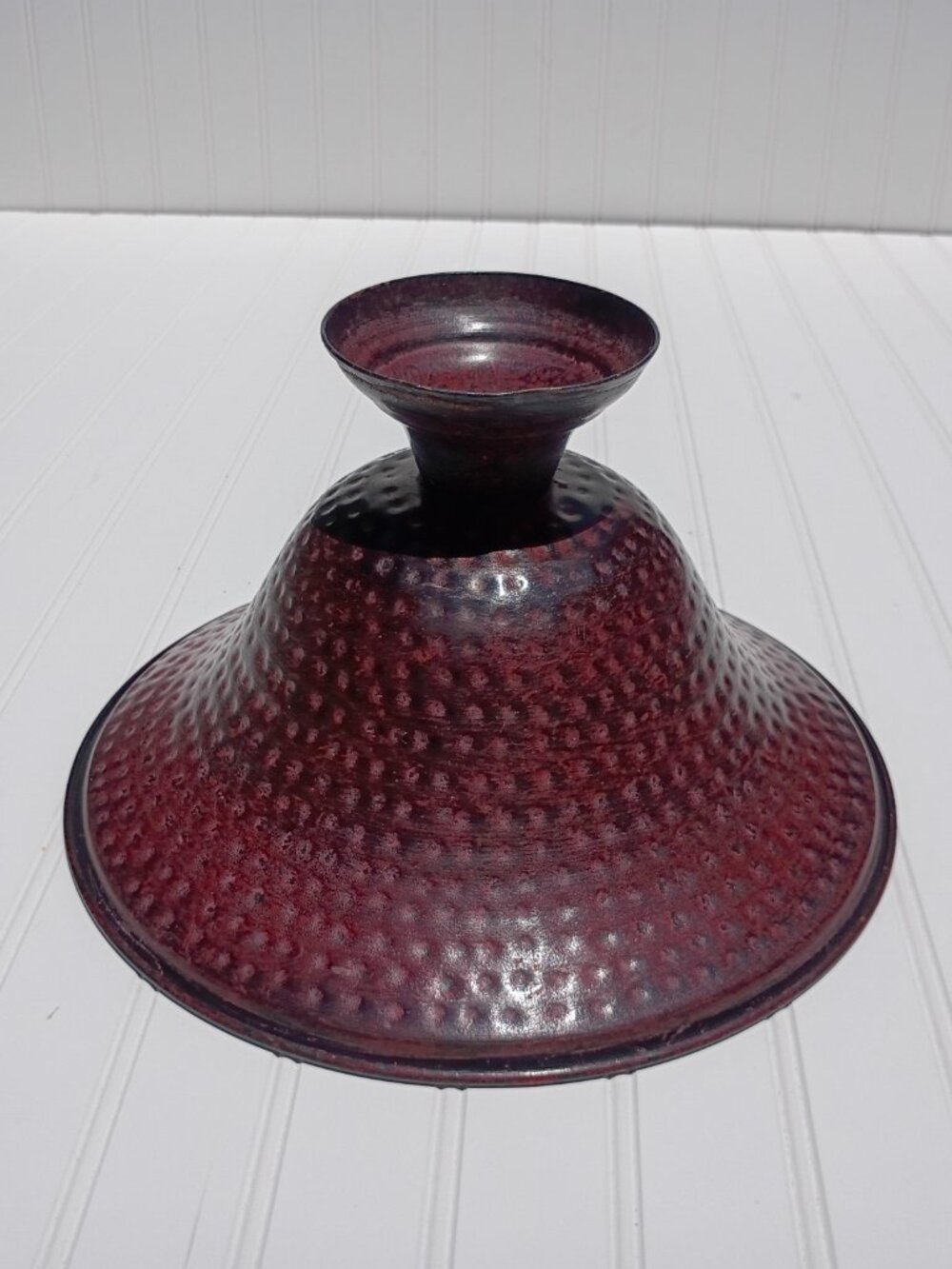 Vintage Hammered Metal Pedestal Bowl 12.5" Large Centerpiece Footed Dish Planter - Picture 7 of 14